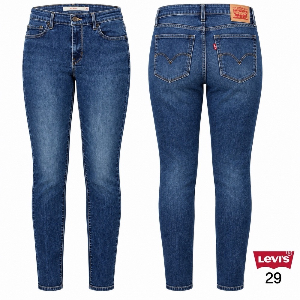 Levi's 711 Skinny Jeans Women's 29 Medium Blue Stretch Denim Mid Rise W29 L30